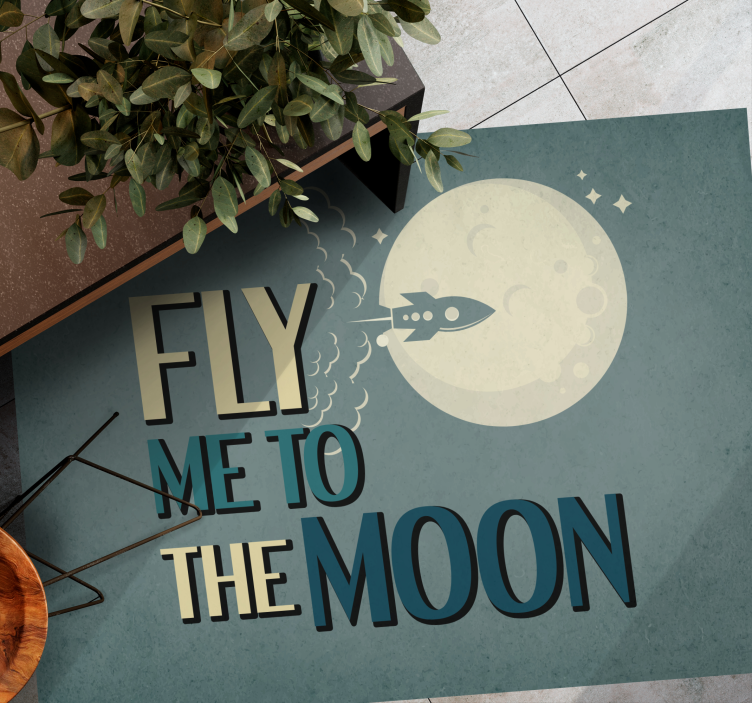 Rakéta a holdra vinil szőnyeg minimalista - TenStickers