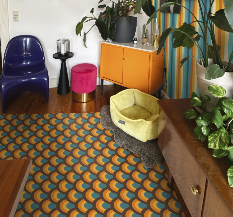 Retro görbe minta Vinil szőnyeg nappali - TenStickers