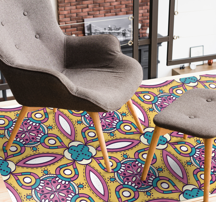 Retro mandalás vinil szőnyegek - TenStickers