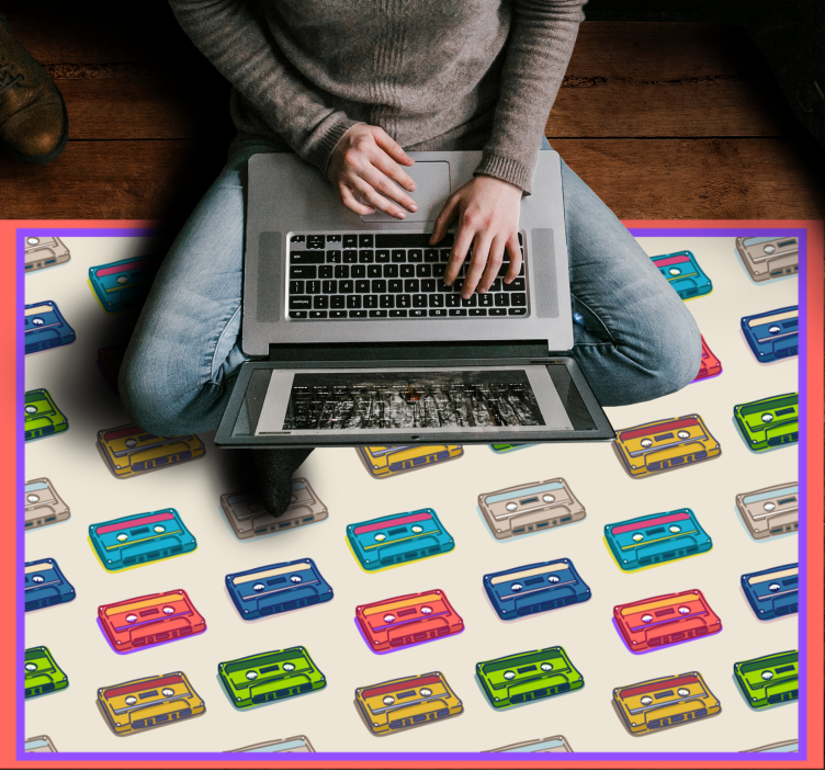 Retro tarka kazettás mintás vintage szőnyeg - TenStickers