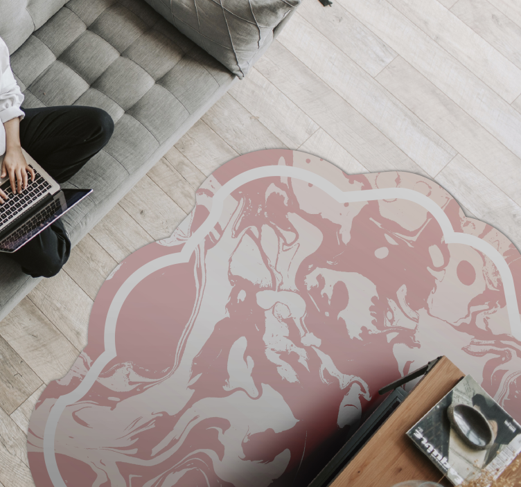 Rózsaszín és fehér márvány modern szőnyeg - TenStickers