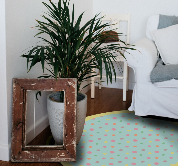 Rózsaszín és kék pöttyös geometriai vinil szőnyegek - TenStickers