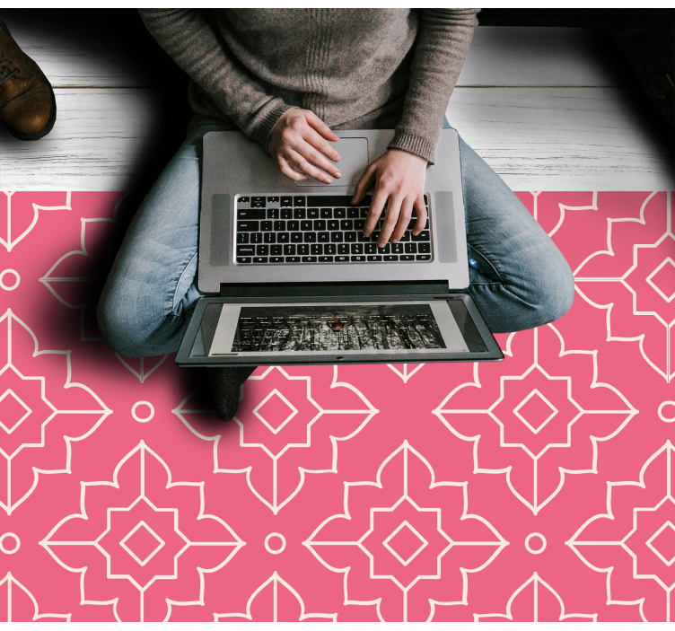 Rózsaszín rácsos motívum vinil szőnyeg geometriai - TenStickers