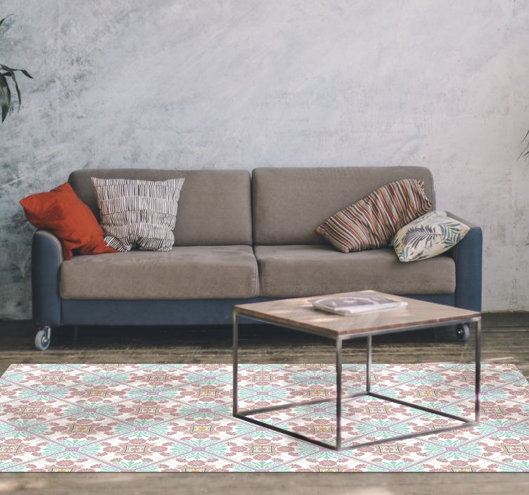 Rózsaszín mandala csempe szőnyeg - TenStickers