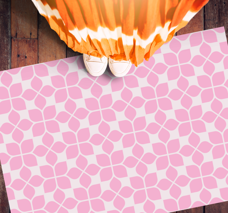 Rózsaszín virágos csempe vinil szőnyeg mozaik - TenStickers