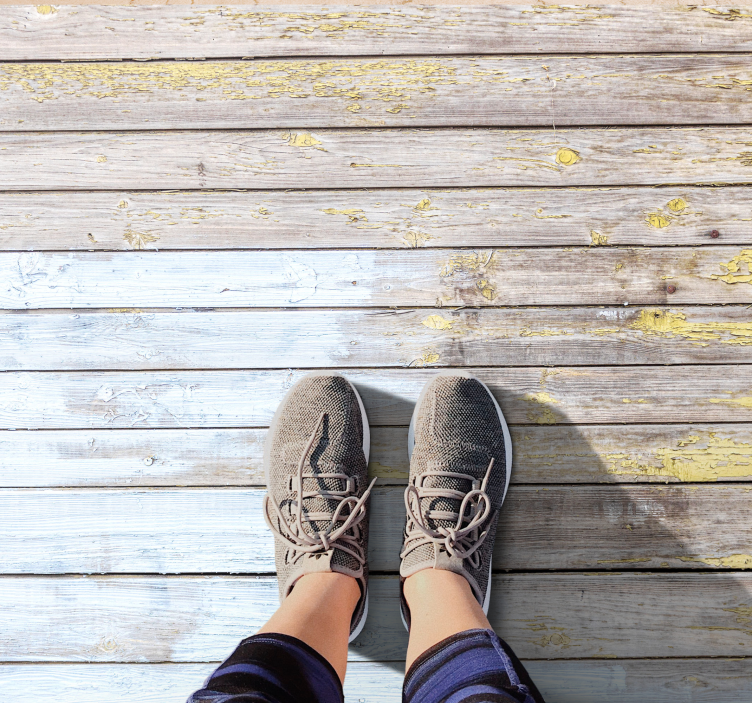 Deszkák fehér fa hatású vinil szőnyegre festve - TenStickers