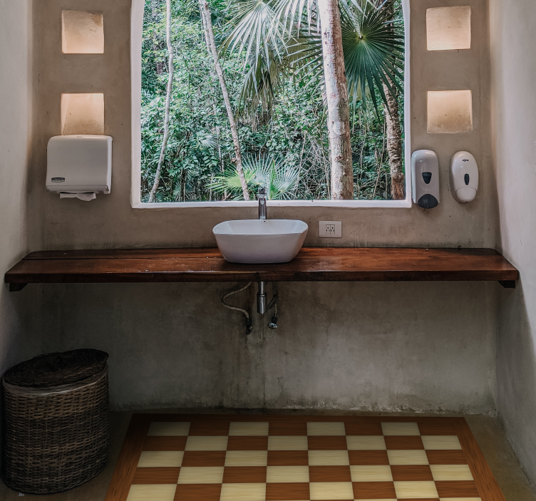 Sakktábla vinil szőnyeg fürdő esetében - TenStickers