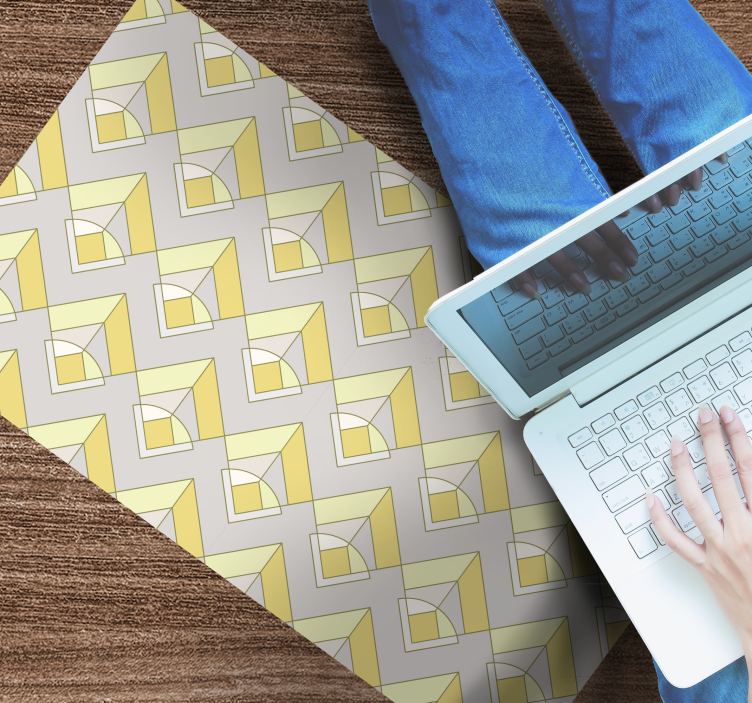 Sárga és szürke mintás vinil szőnyeg geometriai - TenStickers