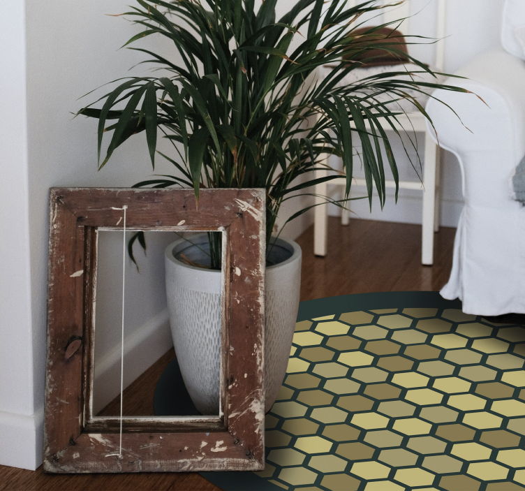 Sárga kövek, zöld beton modern szőnyeg - TenStickers