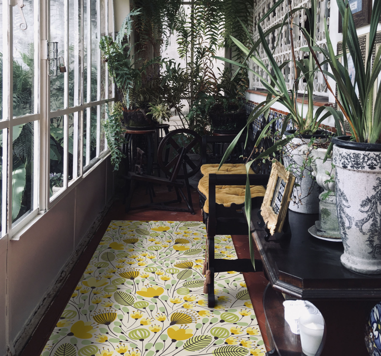 Sárga virágos csipke virágos vinil szőnyeg - TenStickers