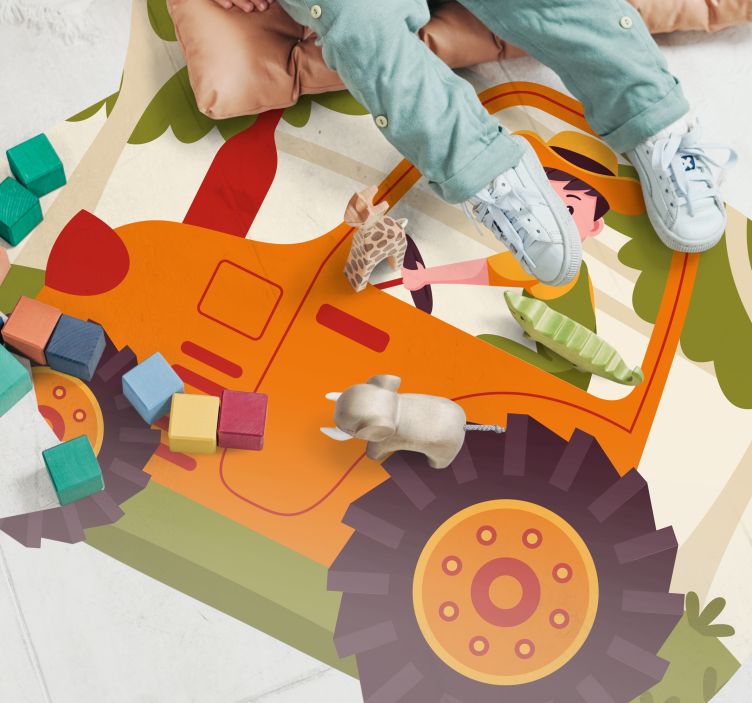 Sima narancssárga traktoros gyerek vinyl szőnyeg - TenStickers