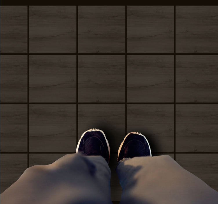 Sötét fa csempe vinil szőnyeg fa hatása - TenStickers