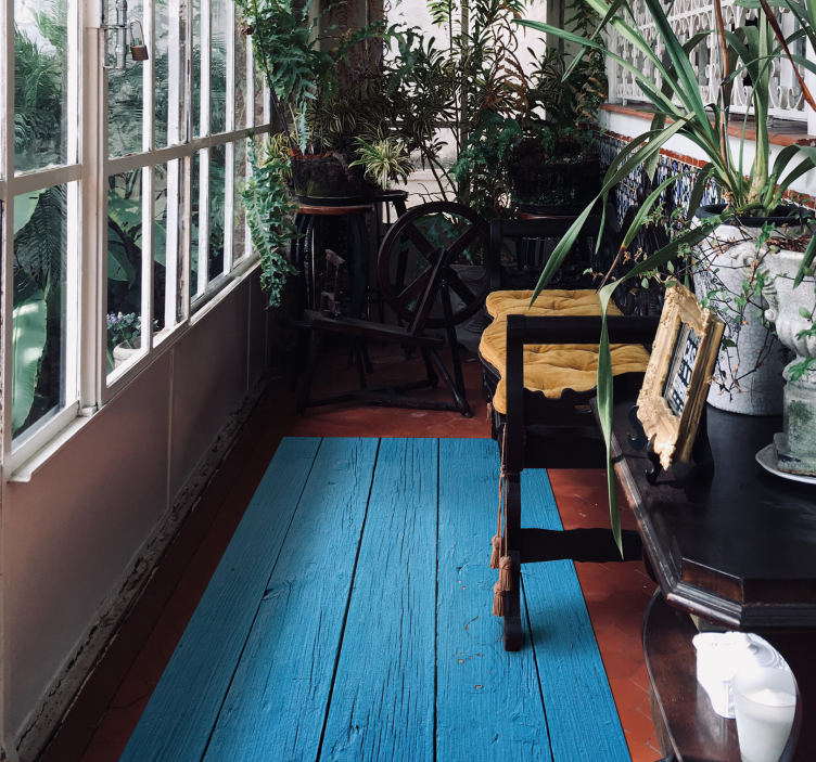 Sötétkék mintás fa hatású vinilszőnyeg - TenStickers