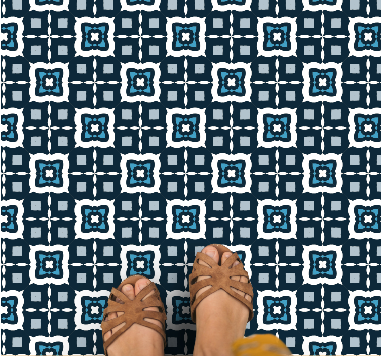 Sötétkék színű minta vinil szőnyeg mozaik - TenStickers