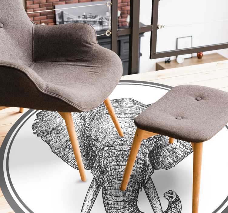 Szürke elefánt körvonala vinil szőnyeg állat - TenStickers