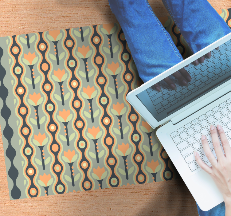 Stilizált virágminta vinil szőnyeg tinik - TenStickers