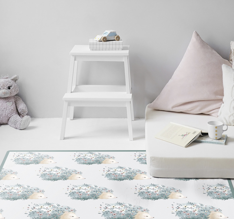 Sündisznó virágminták vinil szőnyeg óvodák - TenStickers