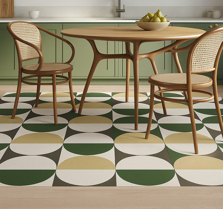 Század közepén kör alakú minta vinil szőnyeg étkező - TenStickers