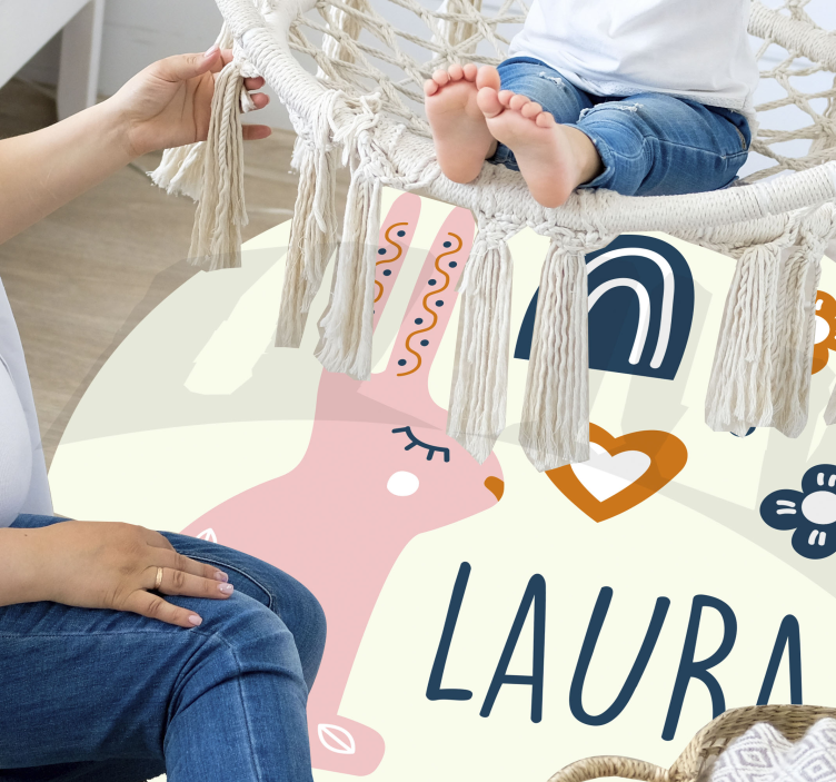 Személyre szabható nyuszi Vinil szőnyeg nevekkel - TenStickers