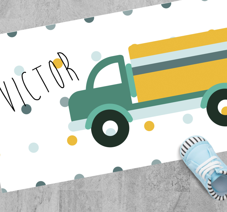 Személyre szabható teherautó Vinil szőnyeg nevekkel - TenStickers