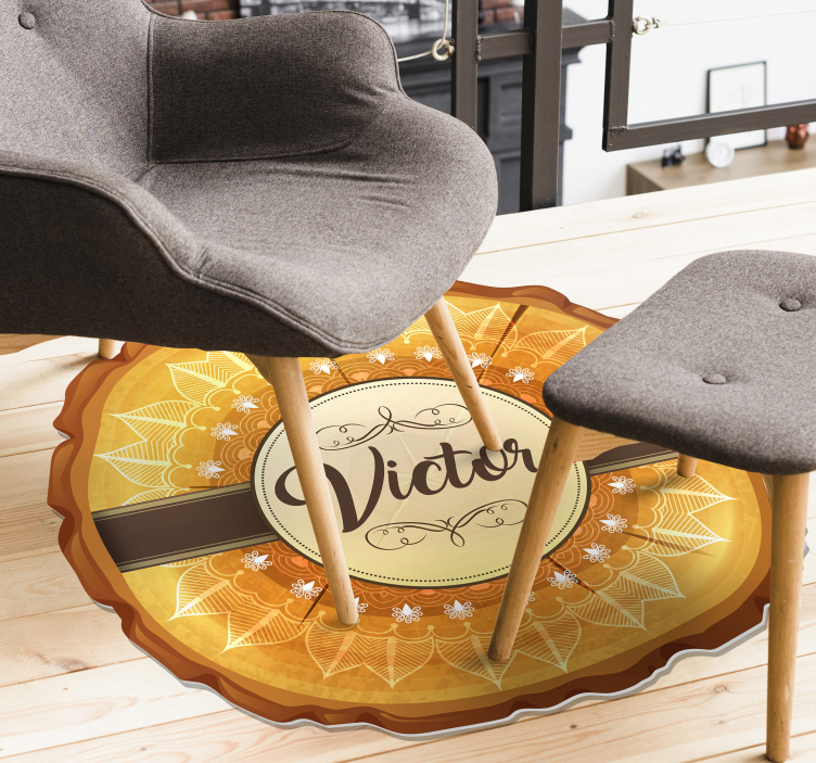 Személyre szabott fa mandala vinyl szőnyeg névvel - TenStickers