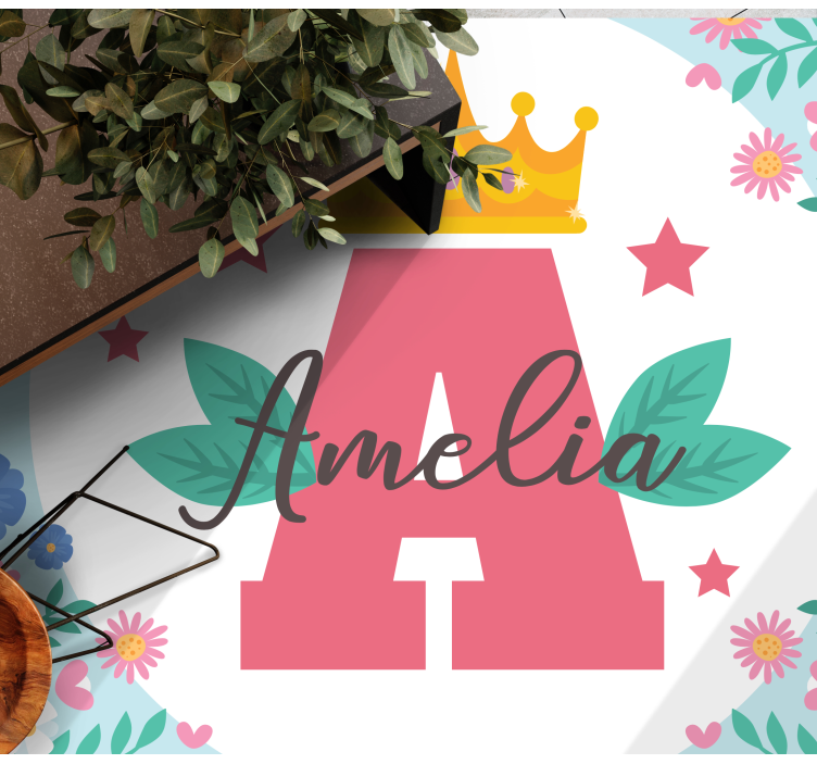 Koronázott kezdőbetű és név vinil szőnyeg mások - TenStickers