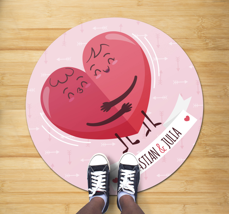 Személyre szabott szív illusztráció Vinil szőnyeg nevekkel - TenStickers