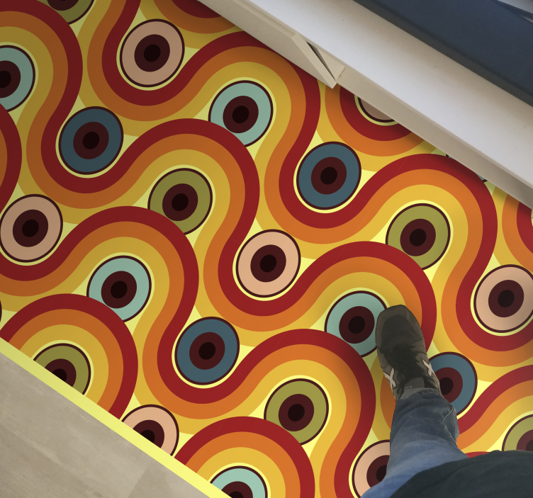 Színes hullámos motívum vinil szőnyeg szüret - TenStickers