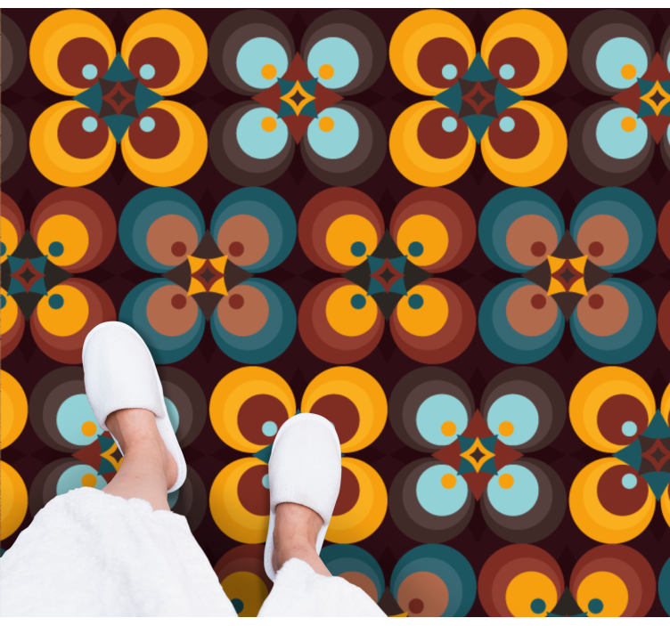 Színes kör alakú minta vinil szőnyeg csempe hatás - TenStickers