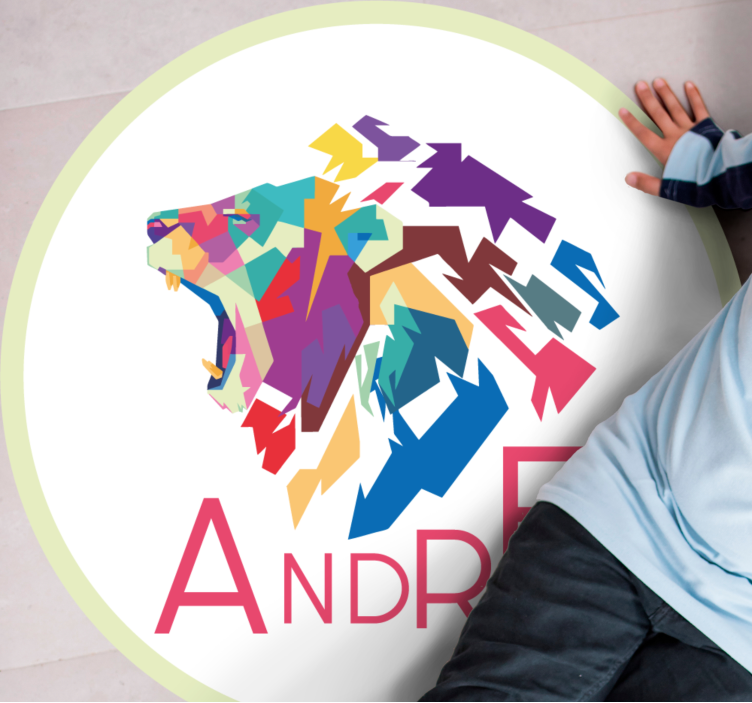 Színes oroszlán személyre szabása Vinil szőnyeg nevekkel - TenStickers