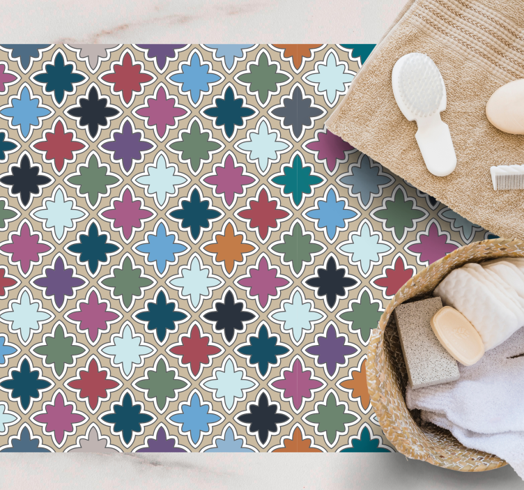 Színes, szabálytalan alakú fürdőszobai padló - TenStickers