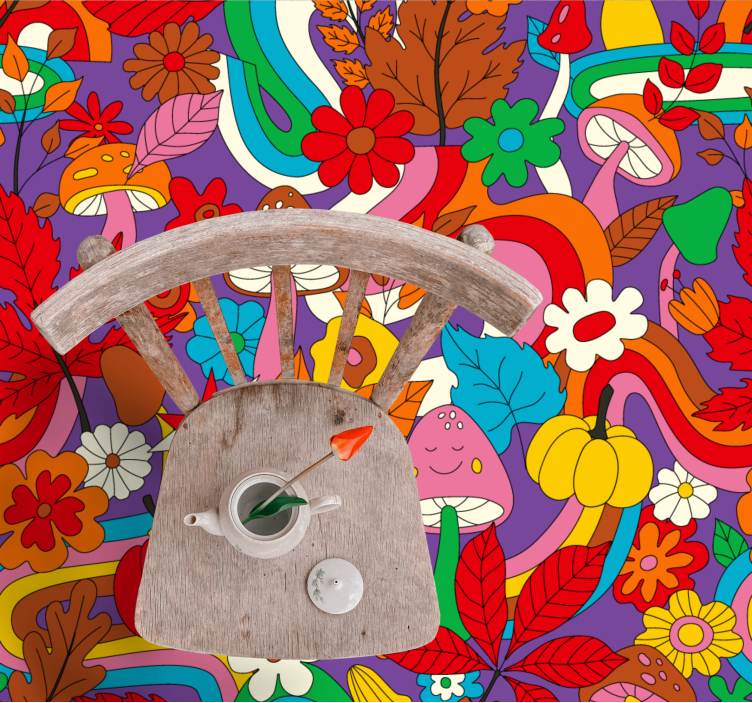 Színes virágmintás vinil szőnyeg virágok és növények - TenStickers