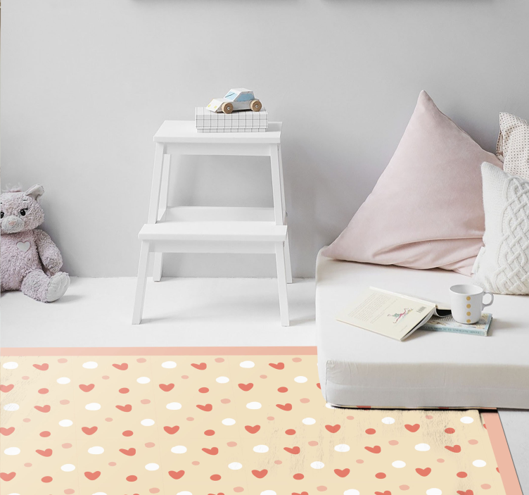 Szív és pöttyös geometriai vinil szőnyegek - TenStickers