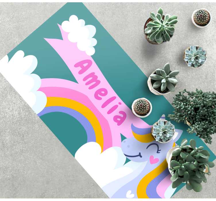 Szivárványos unikornis jelmez vinil szőnyeg mások - TenStickers