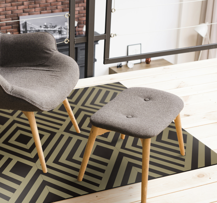 Bézs szögletes csíkok vinil szőnyeg geometriai - TenStickers