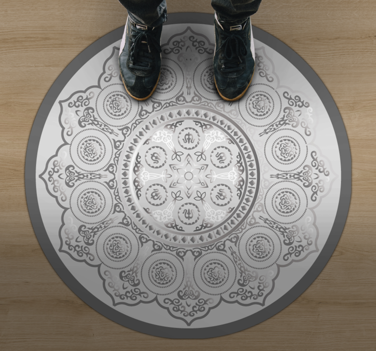Szürke mandala mintás mandala vinyl szőnyeg - TenStickers