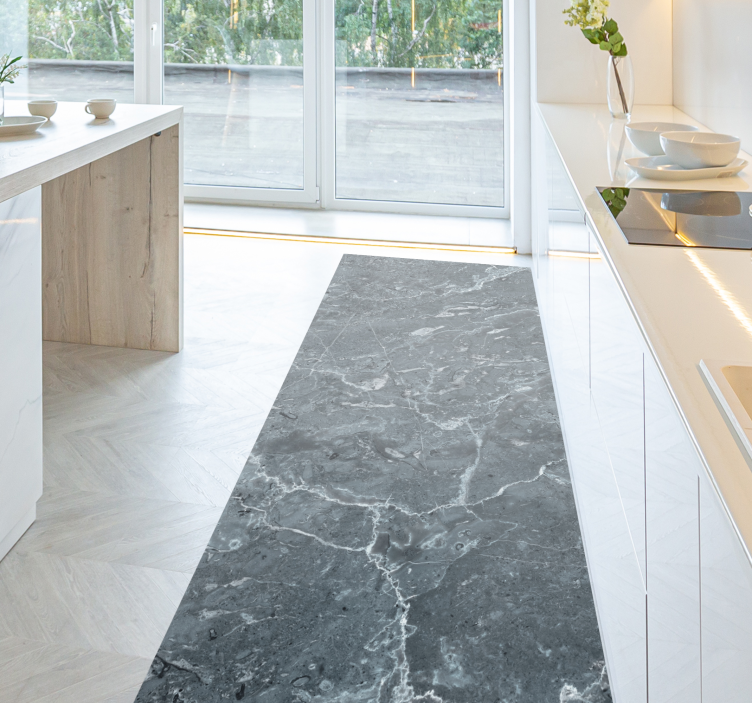 Szürke márvány konyhai vinil szőnyeg - TenStickers
