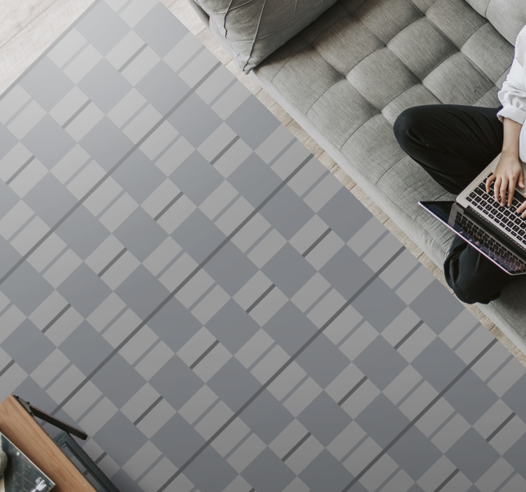 Szürke mintás négyzetek Vinil szőnyeg nappali - TenStickers