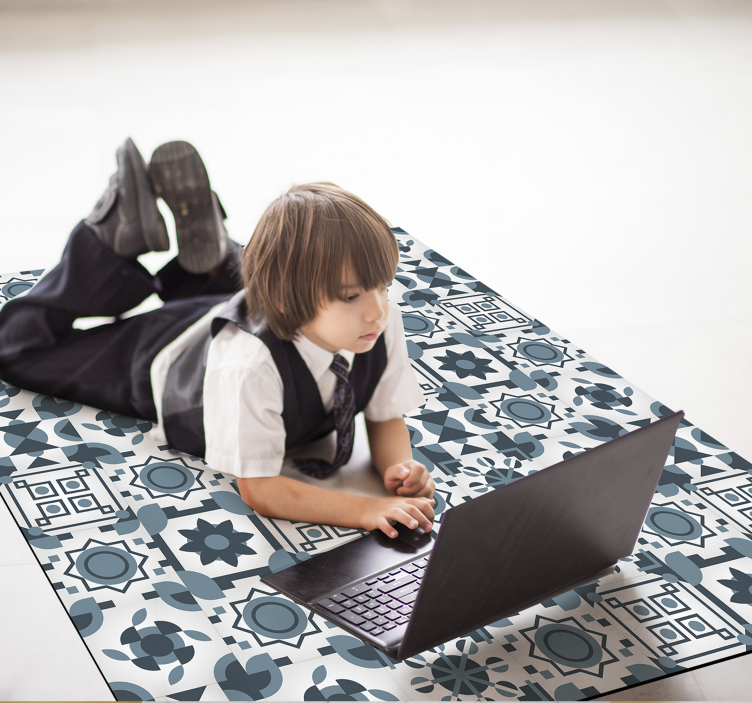 Geometrikus csempe ihlette minta vinil szőnyeg csempe hatás - TenStickers