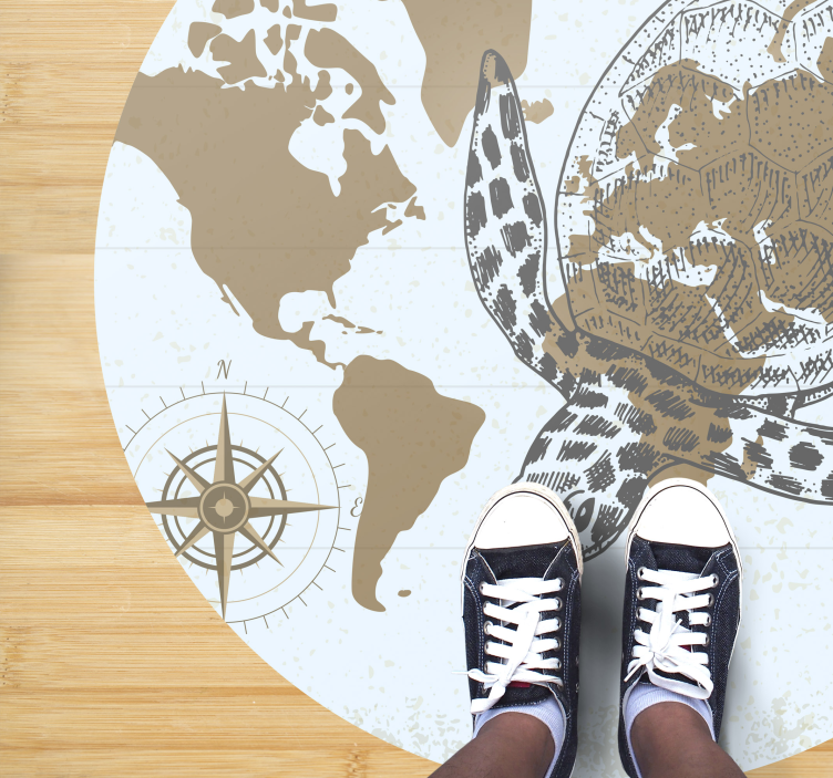 Teknős iránytű térkép vinil szőnyeg világtérkép - TenStickers