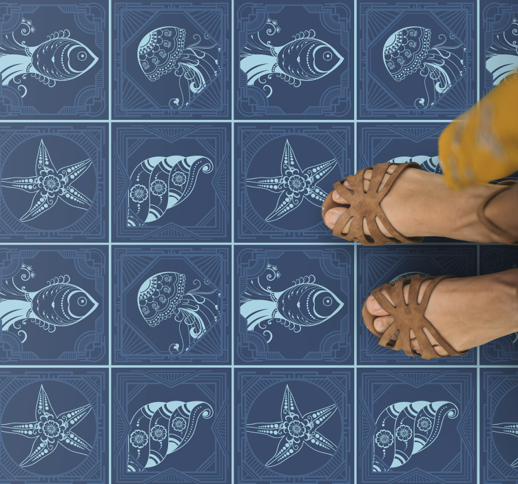 Tengeri élővilág tervezése vinil szőnyeg fürdő esetében - TenStickers