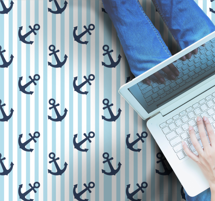 Tengeri horgony motívum vinil szőnyeg csíkos - TenStickers