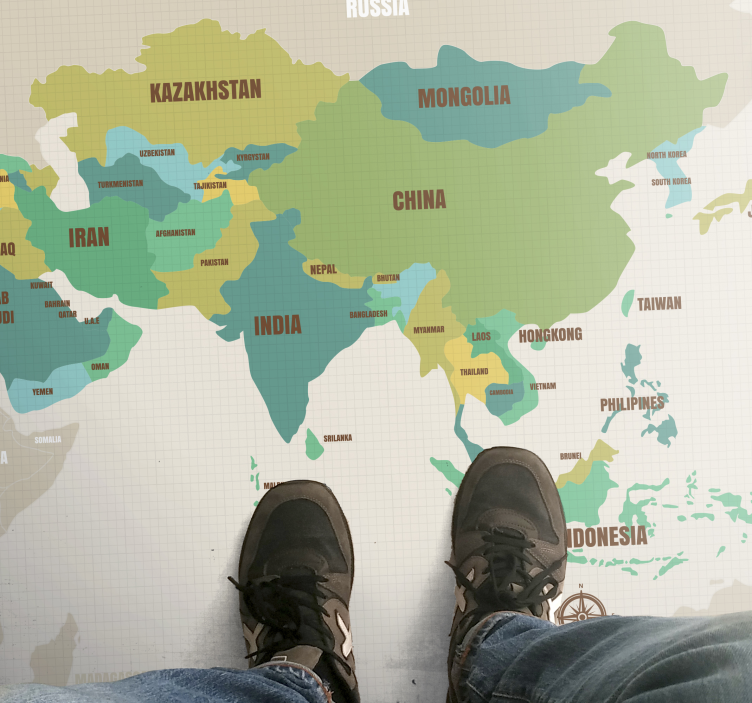 Térképészeti dekoráció vinil szőnyeg világtérkép - TenStickers