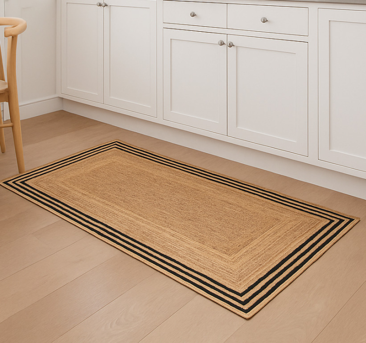 Természetes zsákszövet hatású vinil szőnyeg konyha - TenStickers