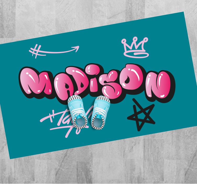 Rózsaszín graffiti névvel vinil szőnyeg tinik - TenStickers