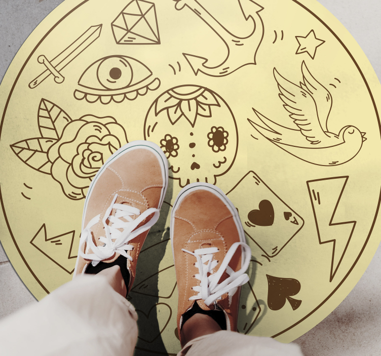 Tetoválás szimbólumok vinil szőnyeg tinik - TenStickers