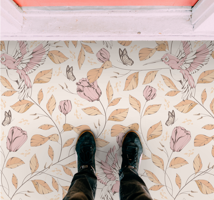 Tulipán minta bézs színek virágos szőnyeg - TenStickers