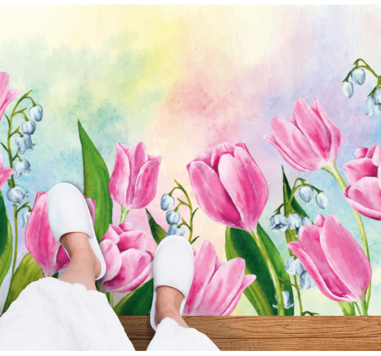 Tulipán virágkötészet vinil szőnyeg virágok és növények - TenStickers