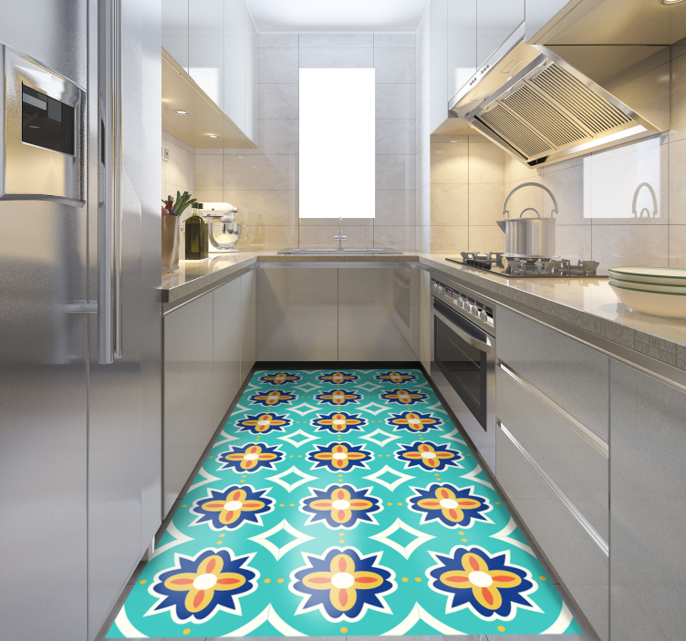 Türkiz texturált mozaik padlólapok - TenStickers