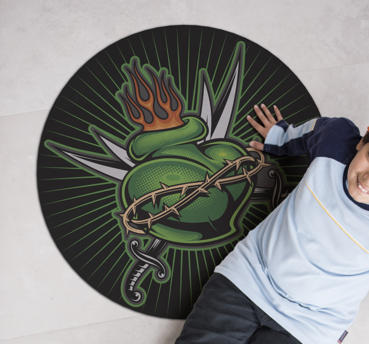 Tüzes kardszív vinil szőnyeg Játékok - TenStickers